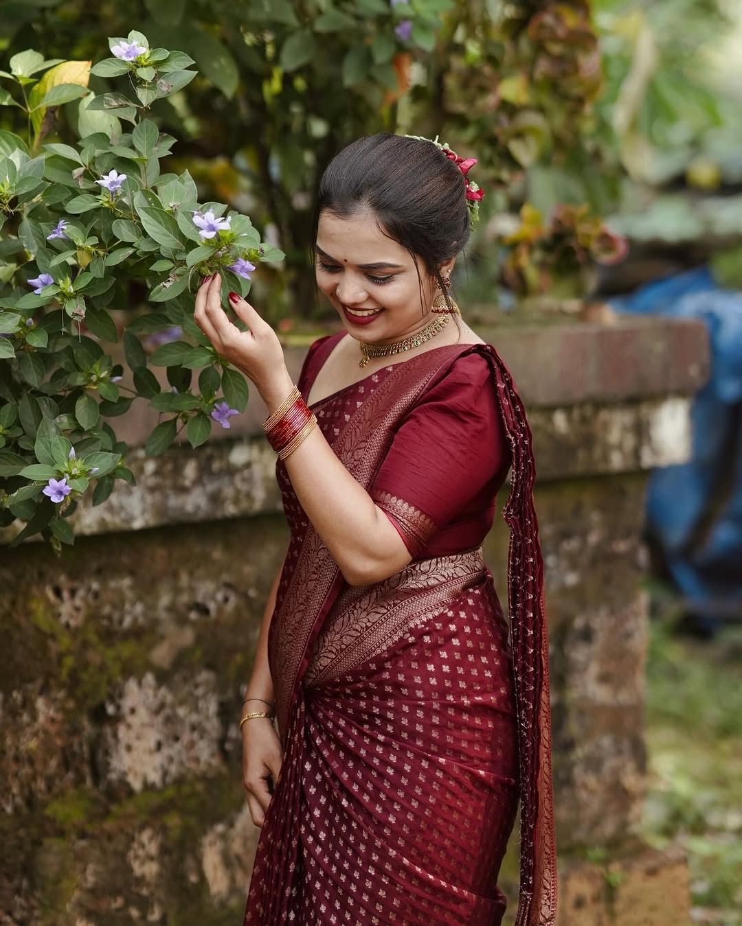 Elegant Maroon Satin Saree – Soft Glam Appeal