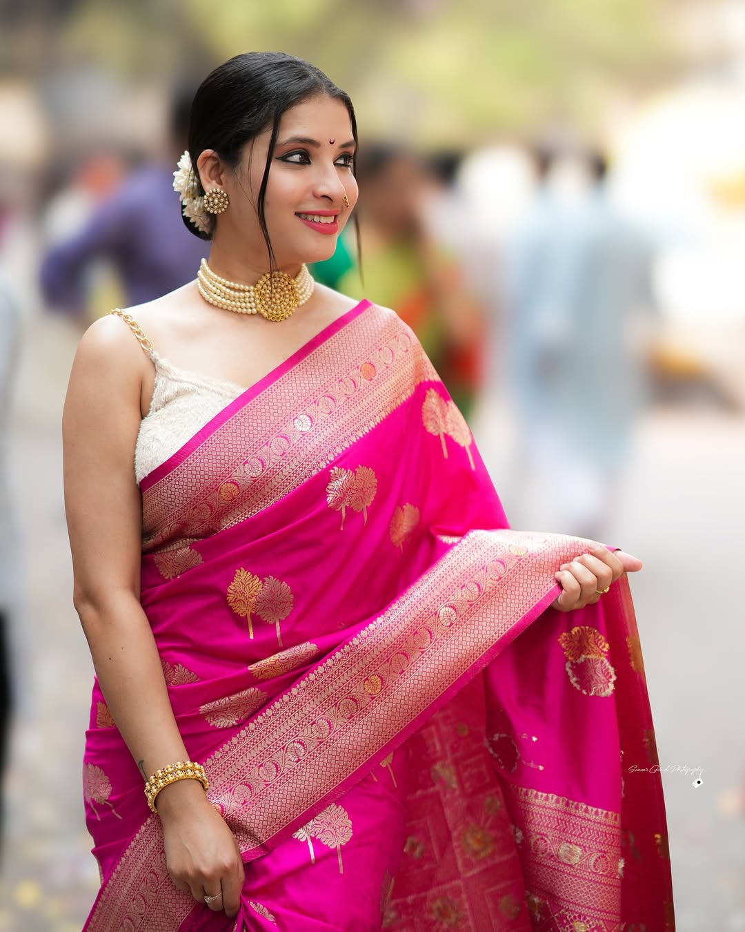 Classic Aqua Saree Look