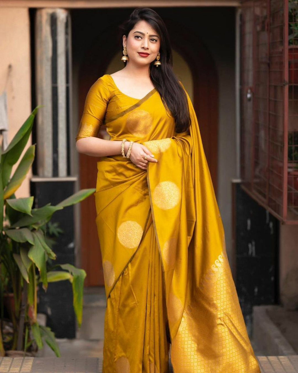 Golden Mustard Traditional Silk Saree