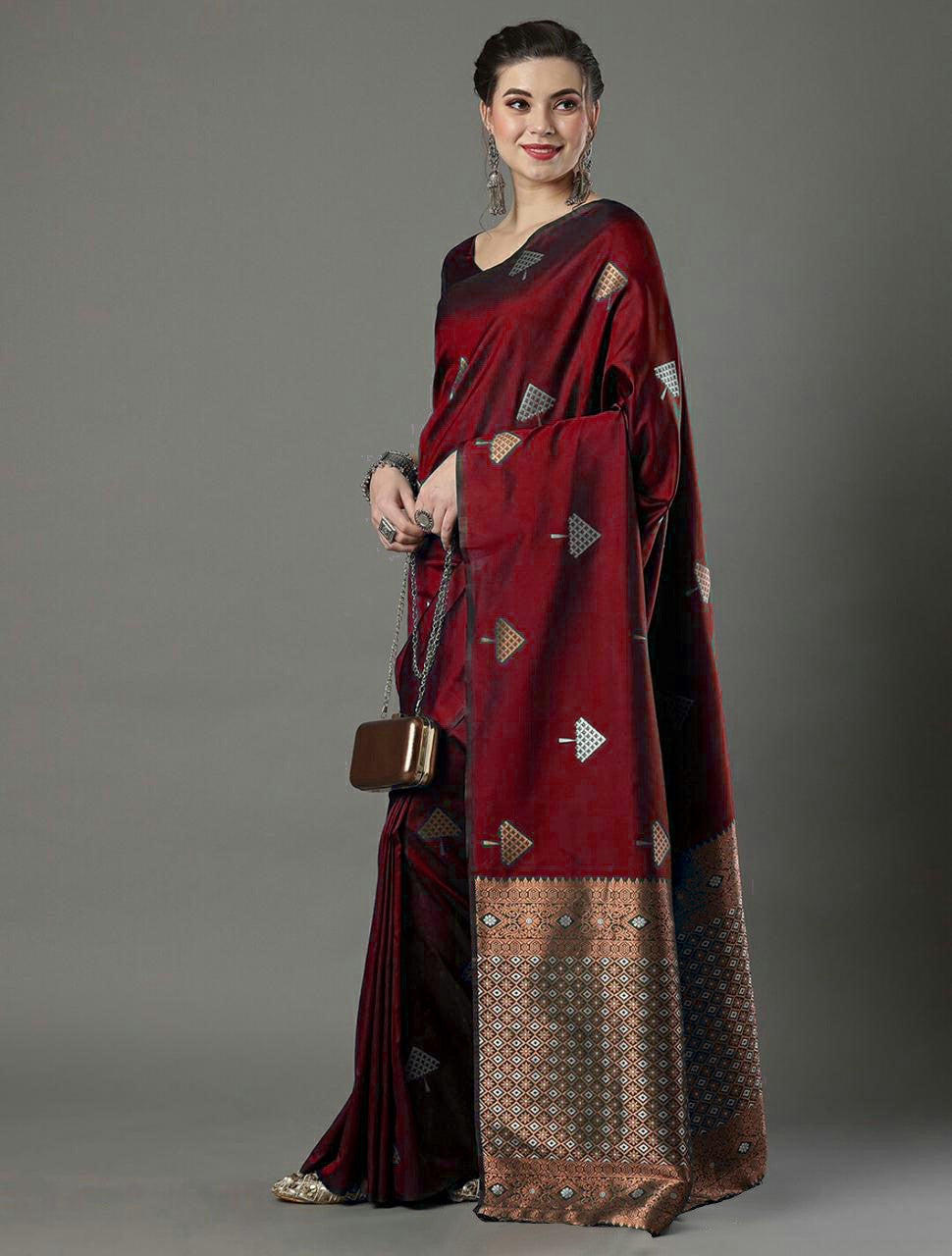 Crimson Charm Draped in Elegance