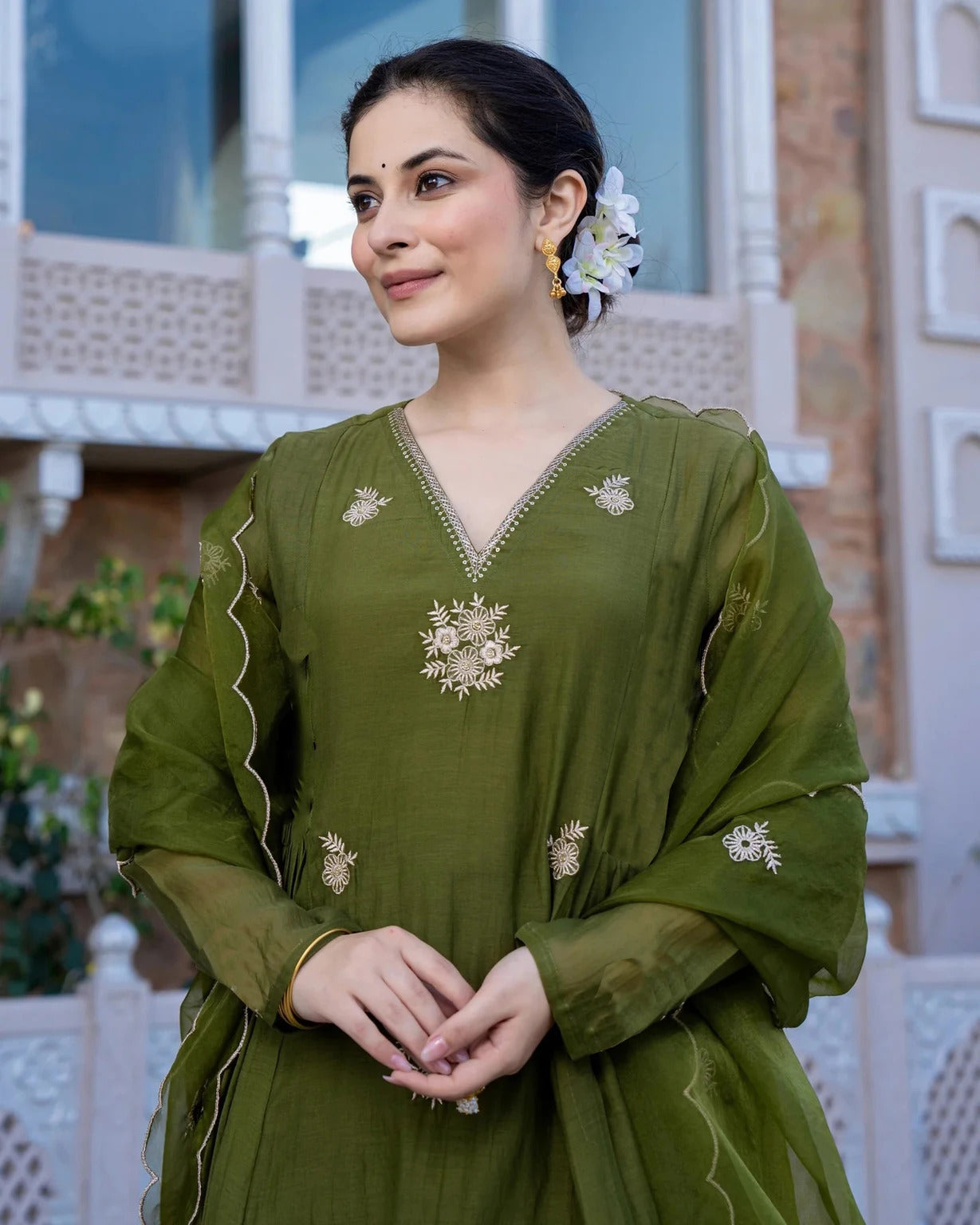 Designer Embroidered Kurta Set with Dupatta for Women