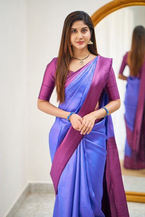 Elegant Silk Saree with Contrast Woven Border