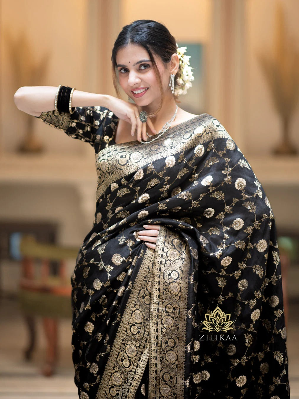 Black Saree Elegance