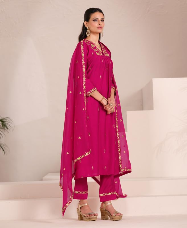 Pink Straight Kurti with Dupatta for Women