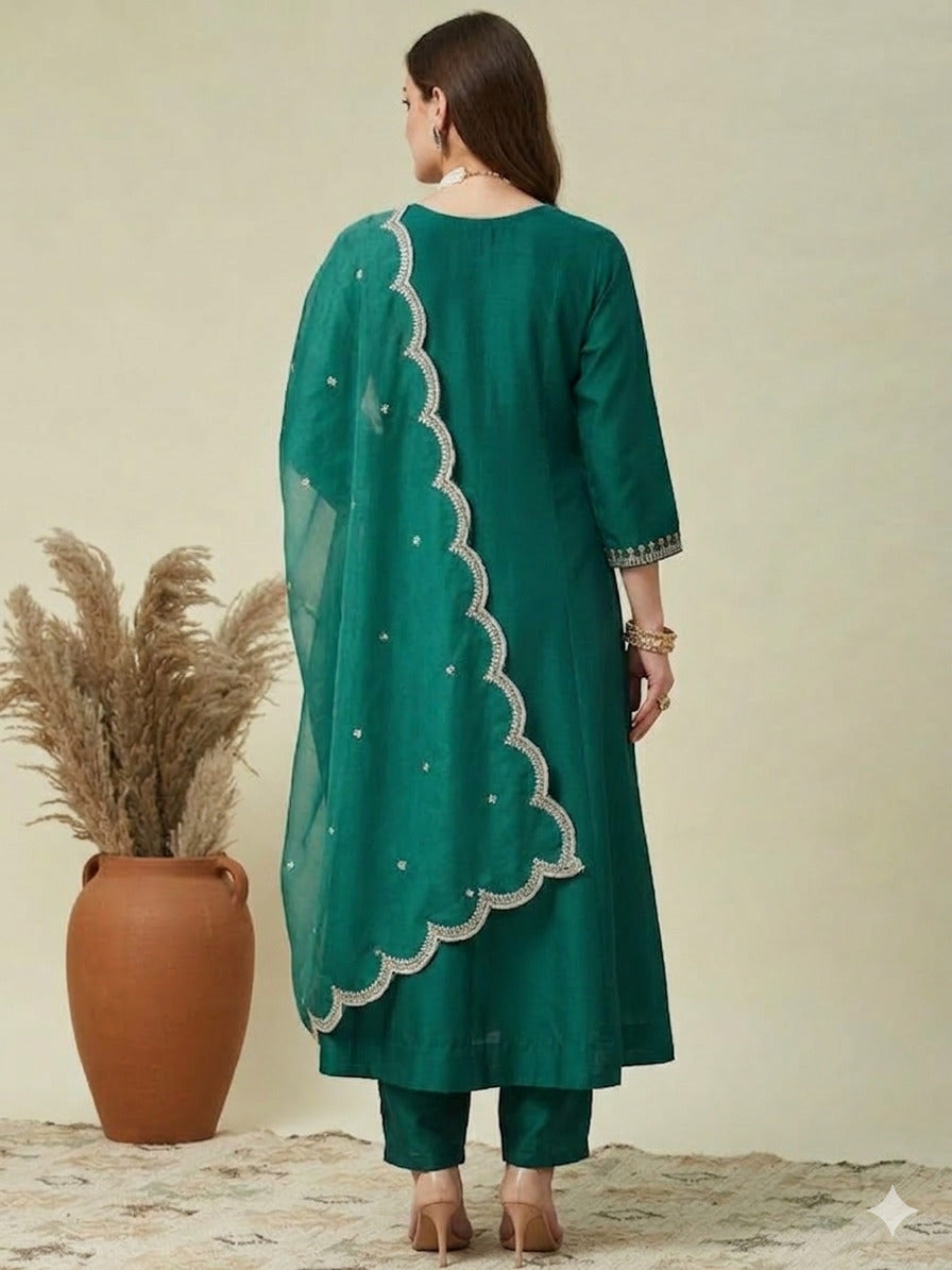 Designer Embroidered Kurta Set with Dupatta for Women