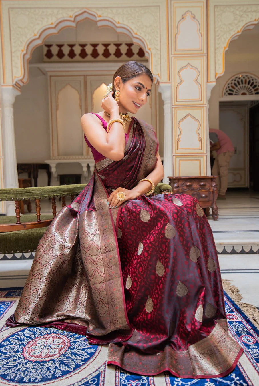 Traditional Silk Saree with Rich Zari Weaving & Designer Pallu