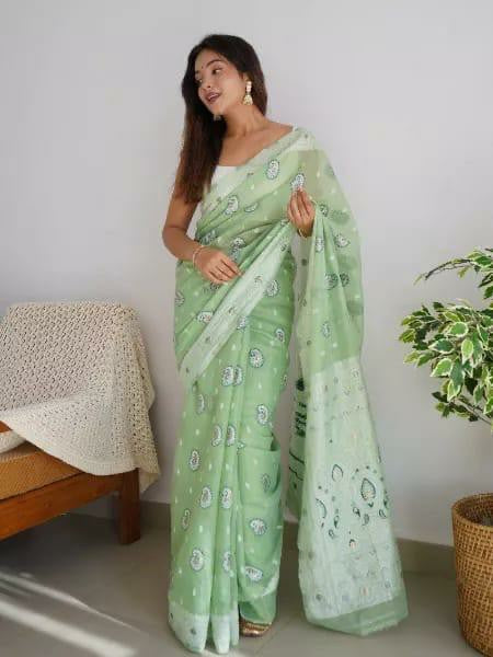 Printed Cotton Silk Saree with Elegant Border