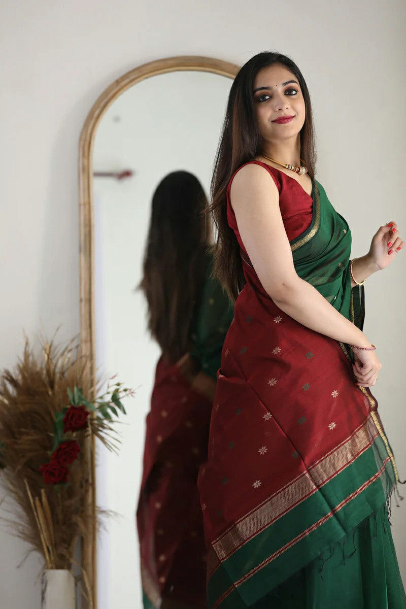 Elegant Traditional Saree with Contrast Border & Minimal Motifs for Festive Wear