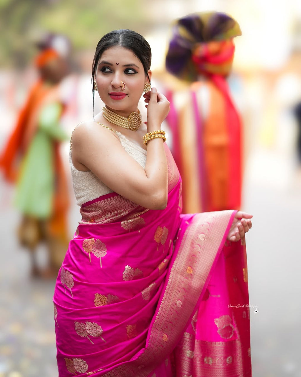 Classic Aqua Saree Look