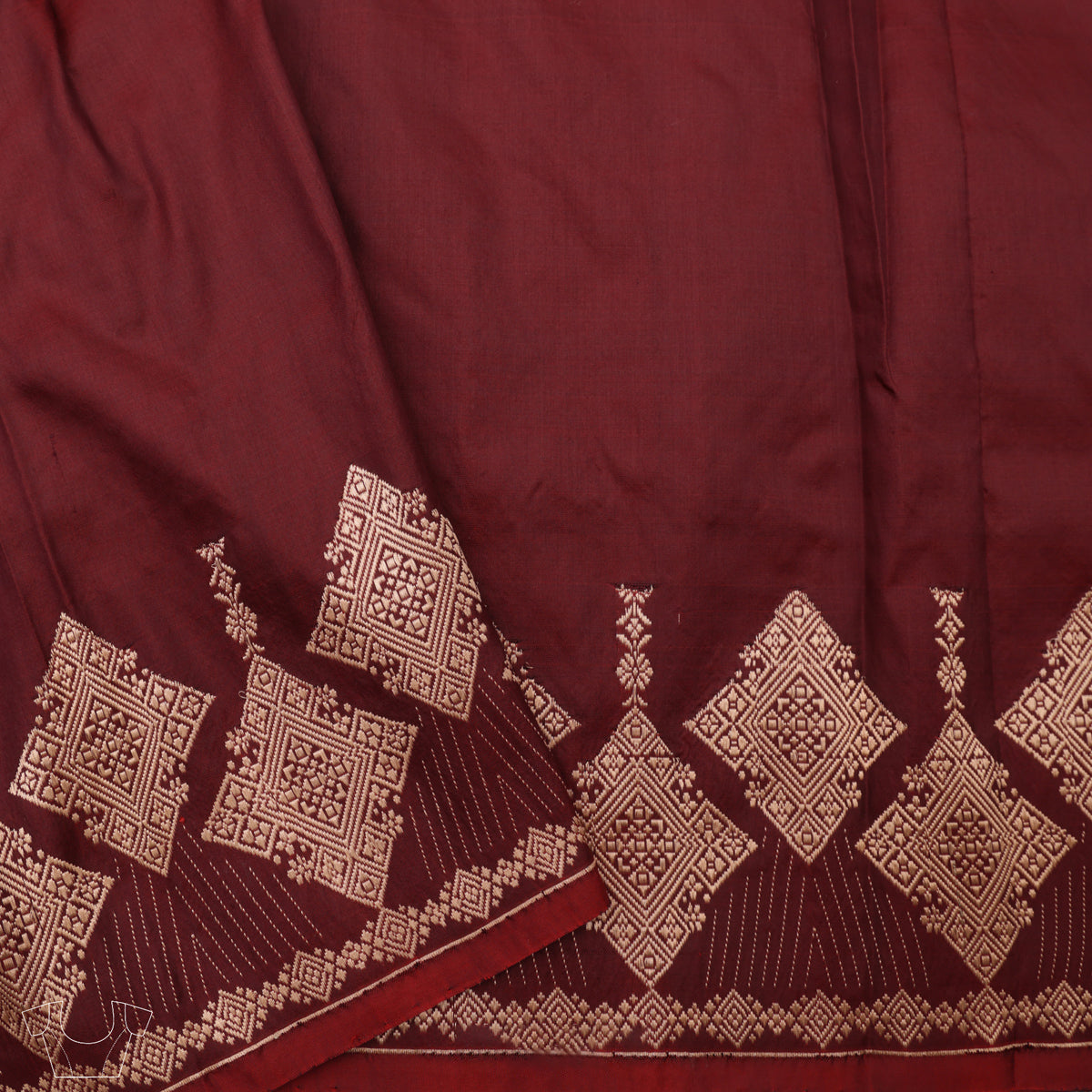 Maroon Silk Saree with Gold Zari Work