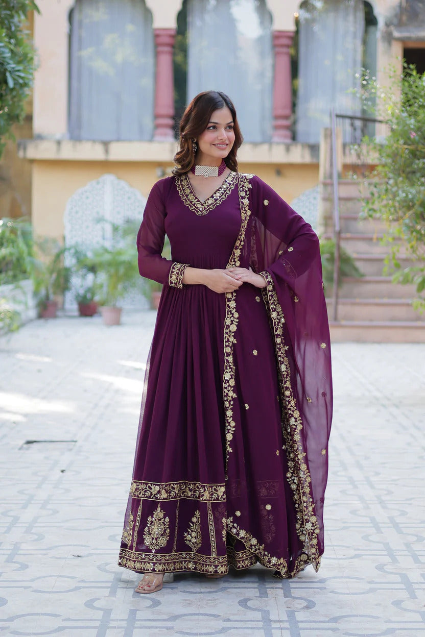 Designer Embroidered Anarkali Suit Set with Dupatta for Women