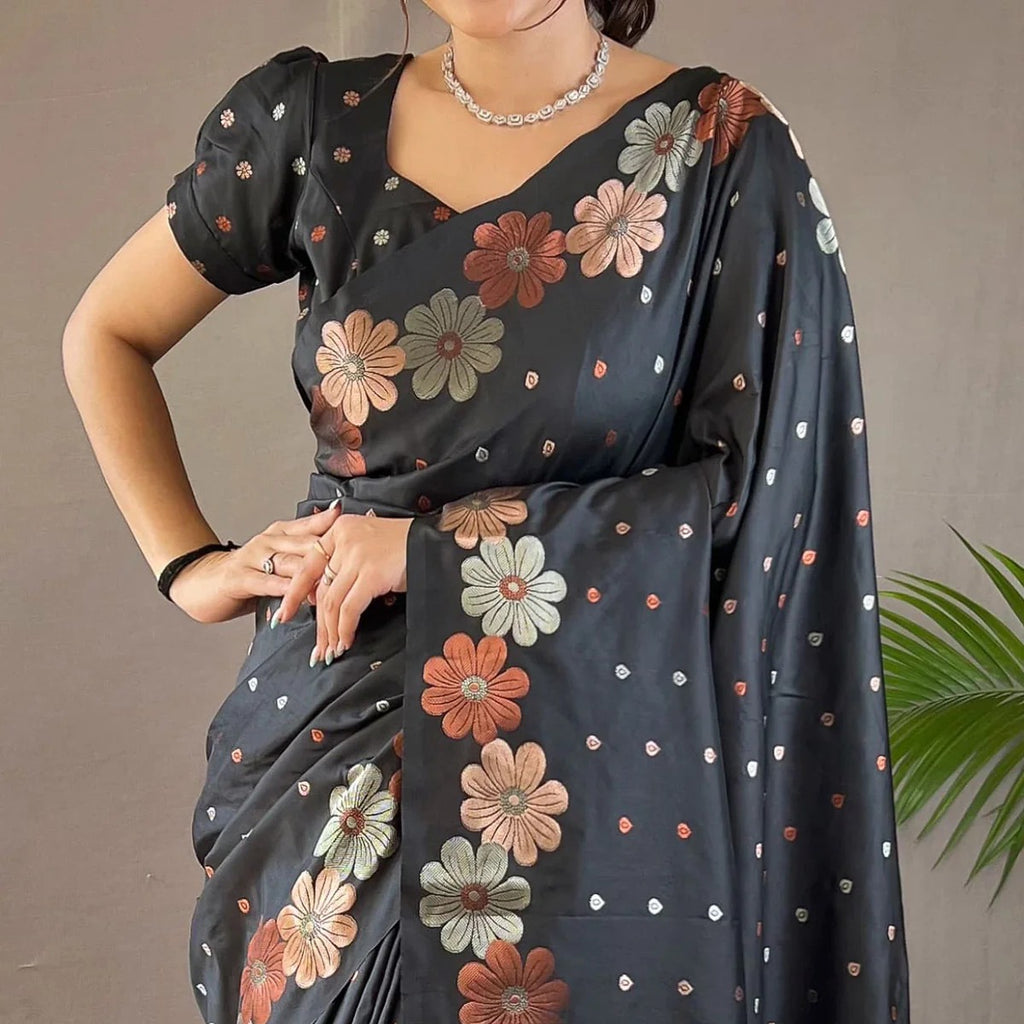 Designer Floral Printed Saree with Elegant Border