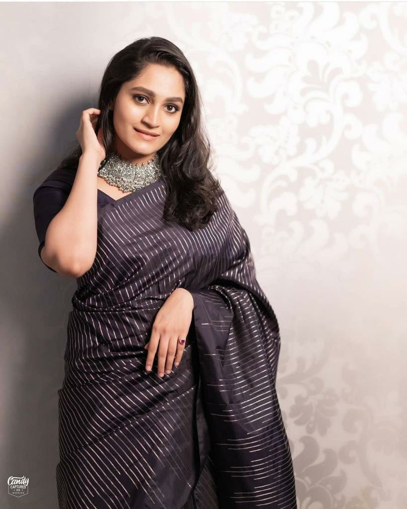 Timeless Beauty in Ink-Black Silk