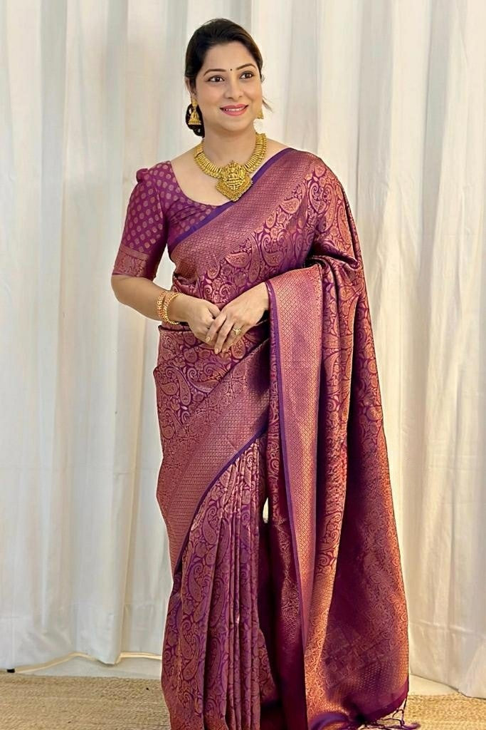 Elegant Woven Silk Saree with Rich Traditional Pattern & Designer Blouse