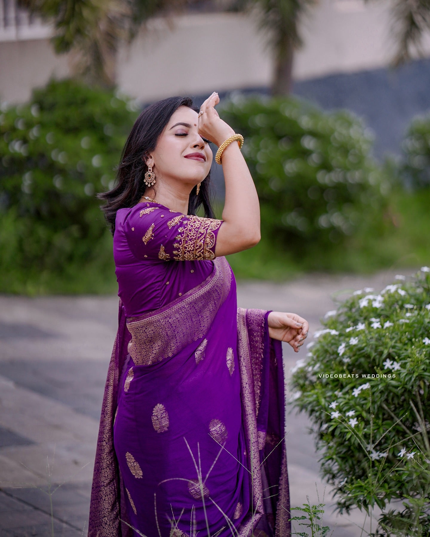 Purple Gold Zari Saree for Women