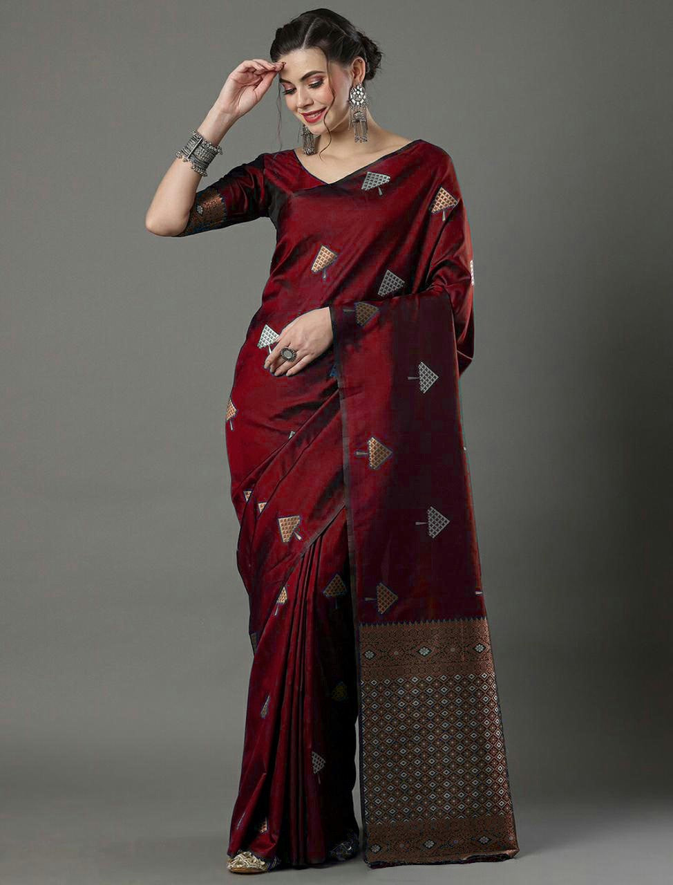 Crimson Charm Draped in Elegance
