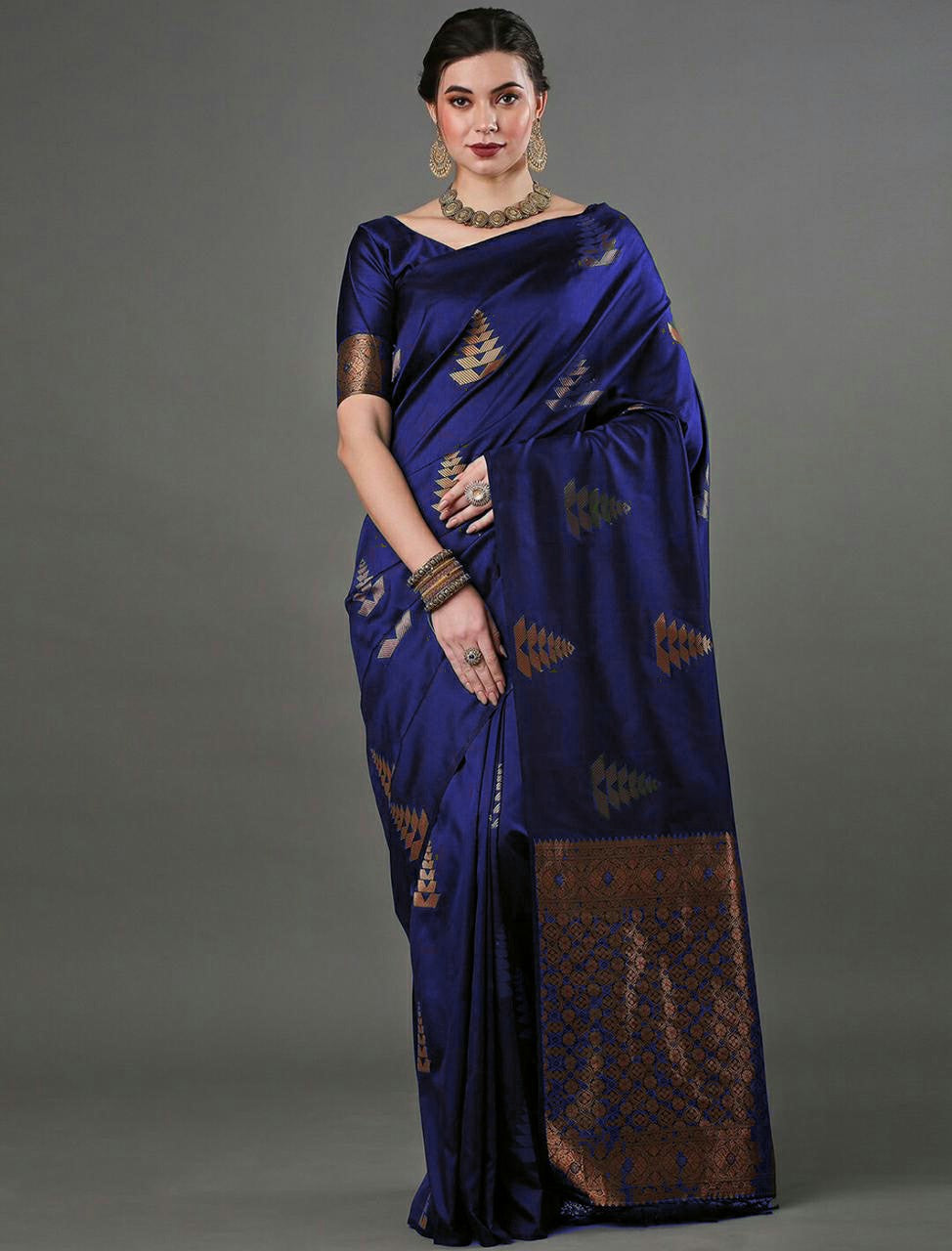 Elegant Navy Blue Festive Saree