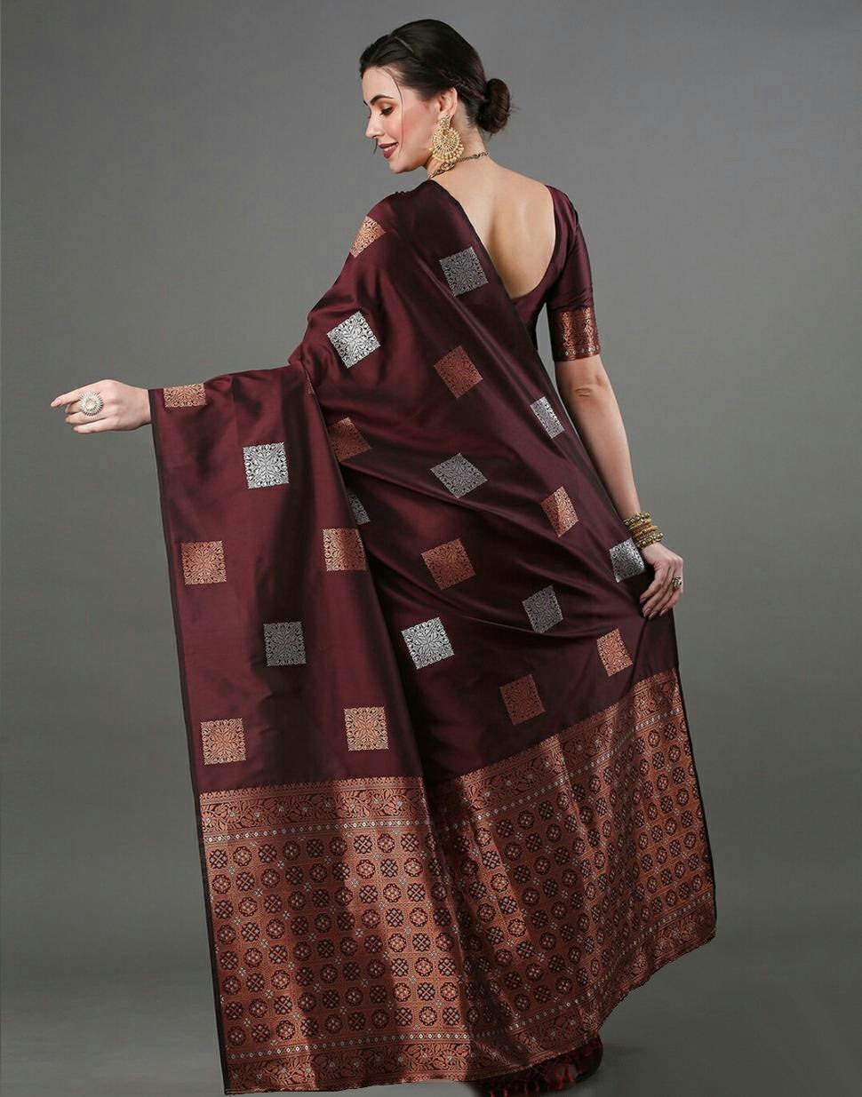 Elegance in Wine: A Timeless Saree Look