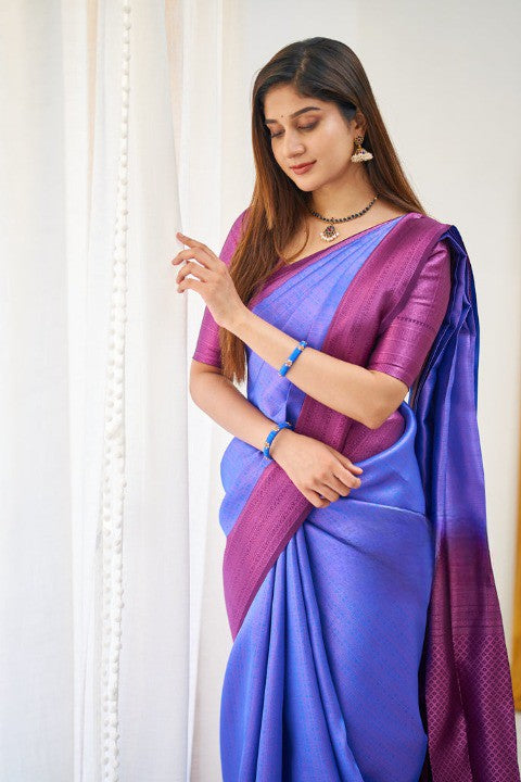 Elegant Silk Saree with Contrast Woven Border
