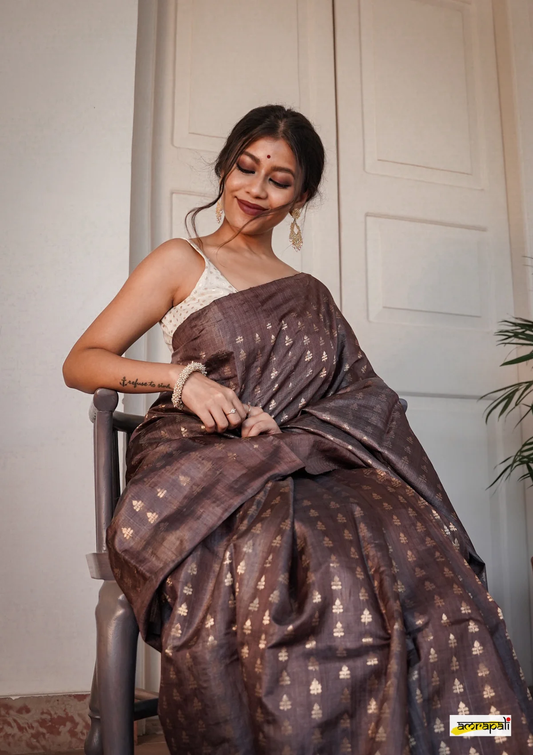 Elegance Brewed in Coffee & Blush Saree
