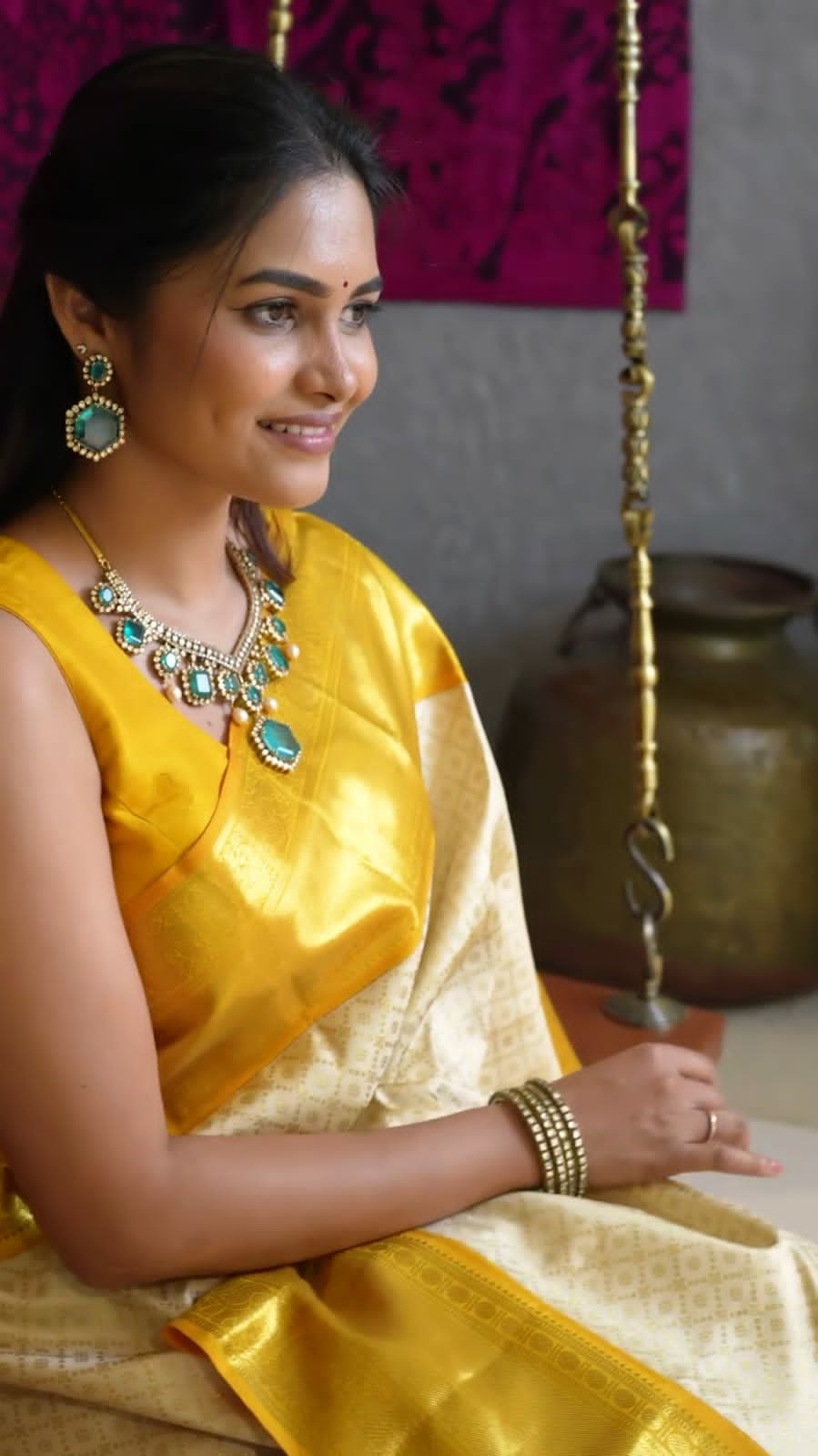 Yellow Silk Saree with Rich Woven Border