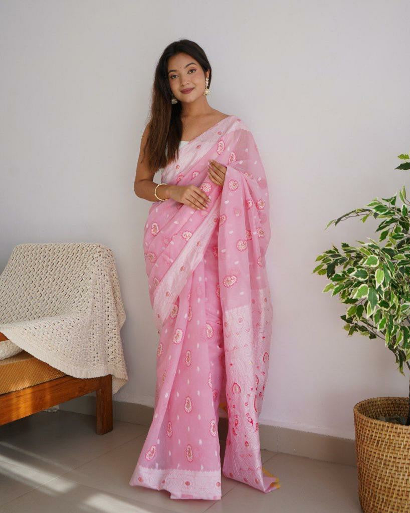 Printed Cotton Silk Saree with Elegant Border