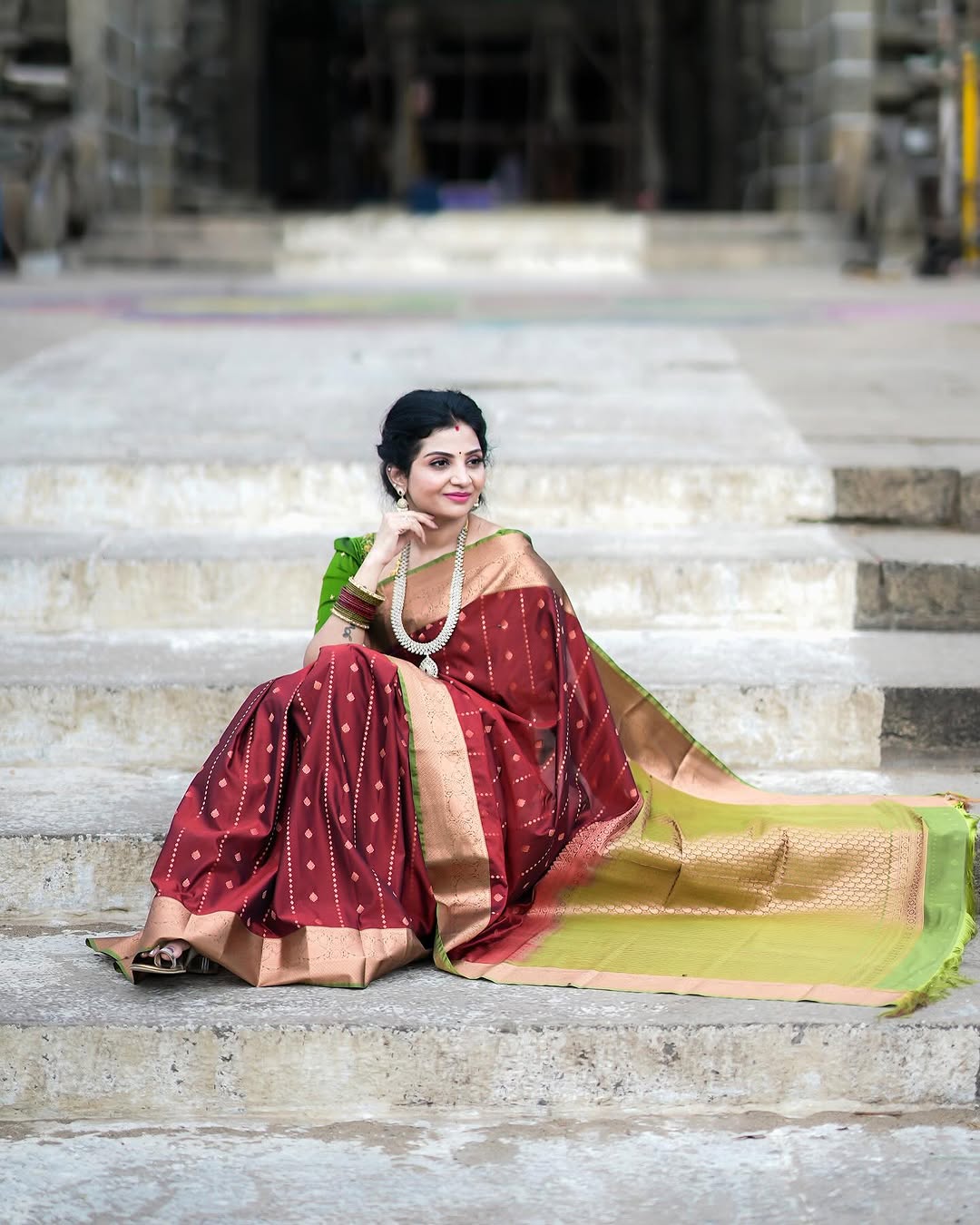 Traditional Silk Saree with Rich Border & Woven Motifs
