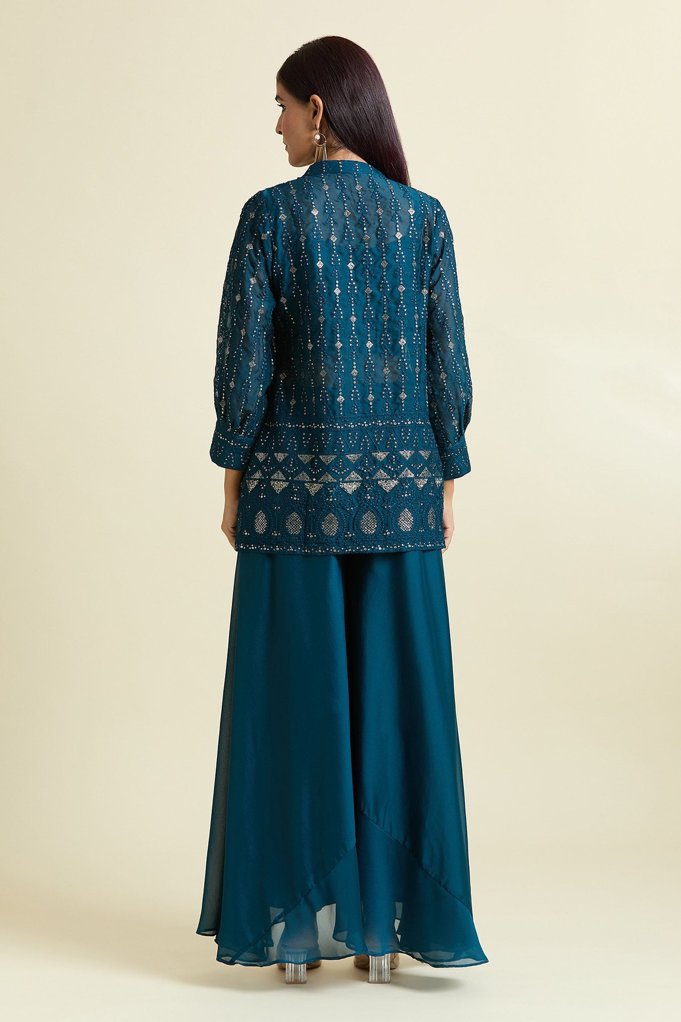 Turquoise Embroidered Co-ord Set for Women