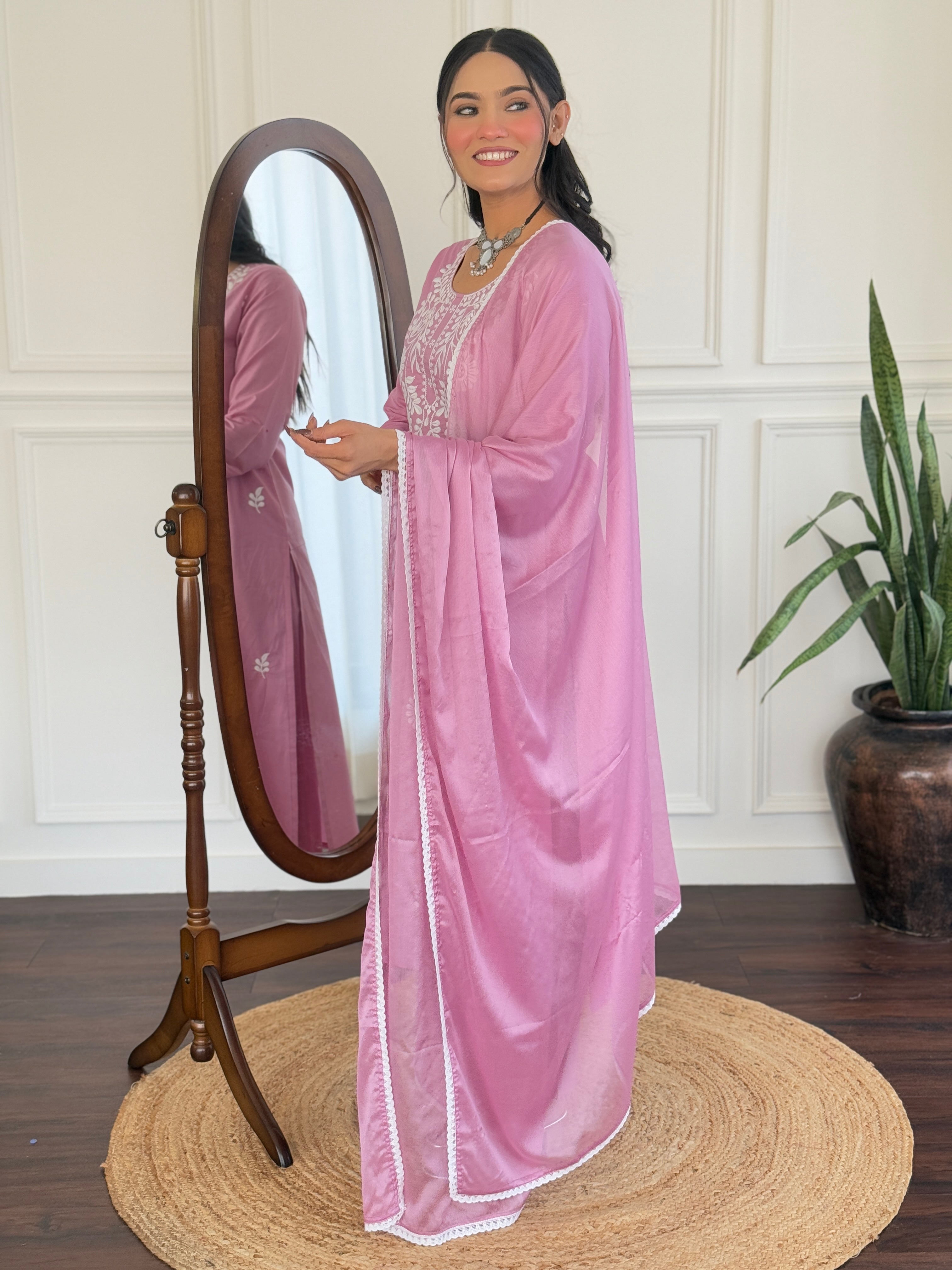 Comfort Fit Pink Kurta Set