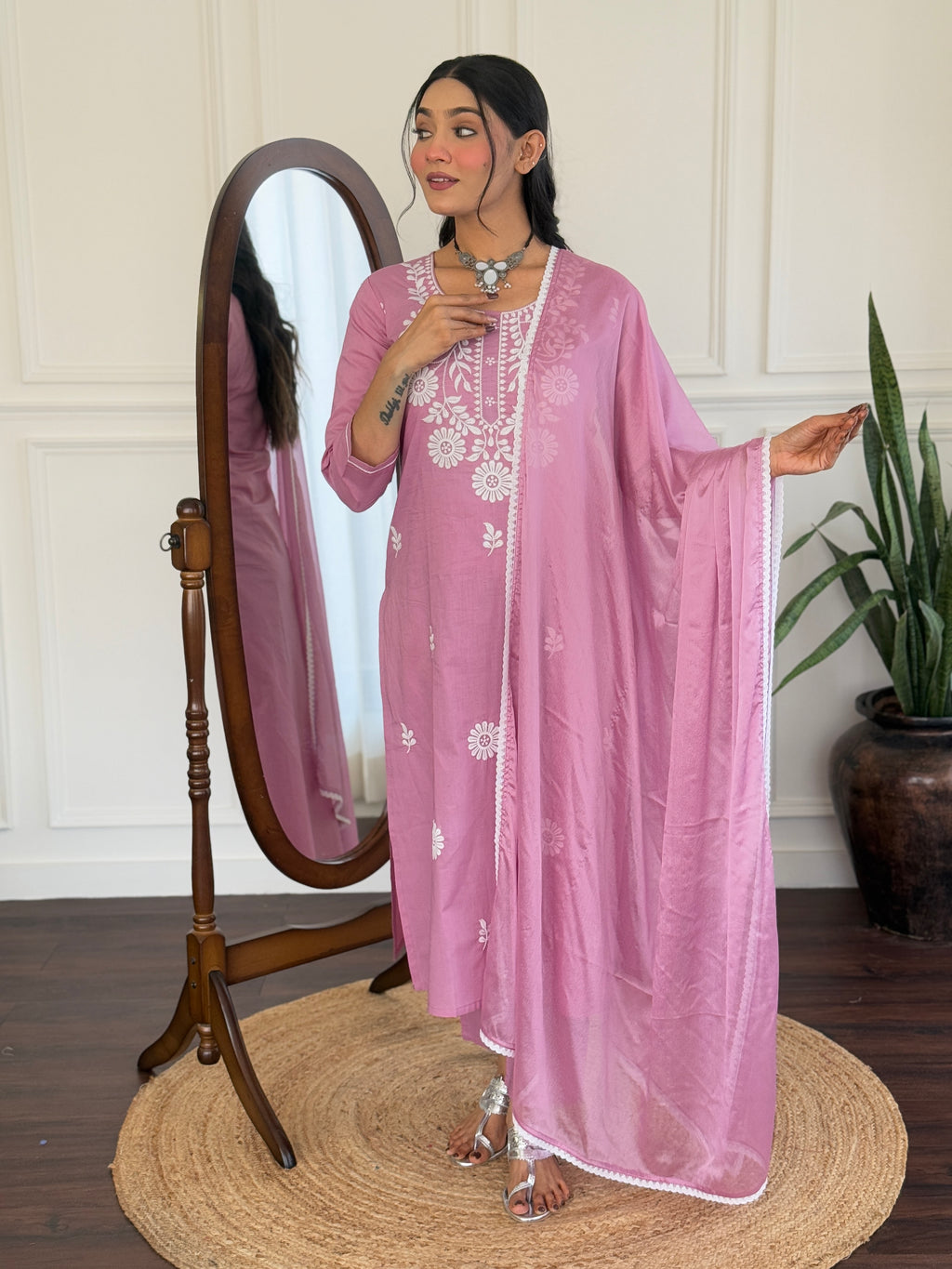 Comfort Fit Pink Kurta Set