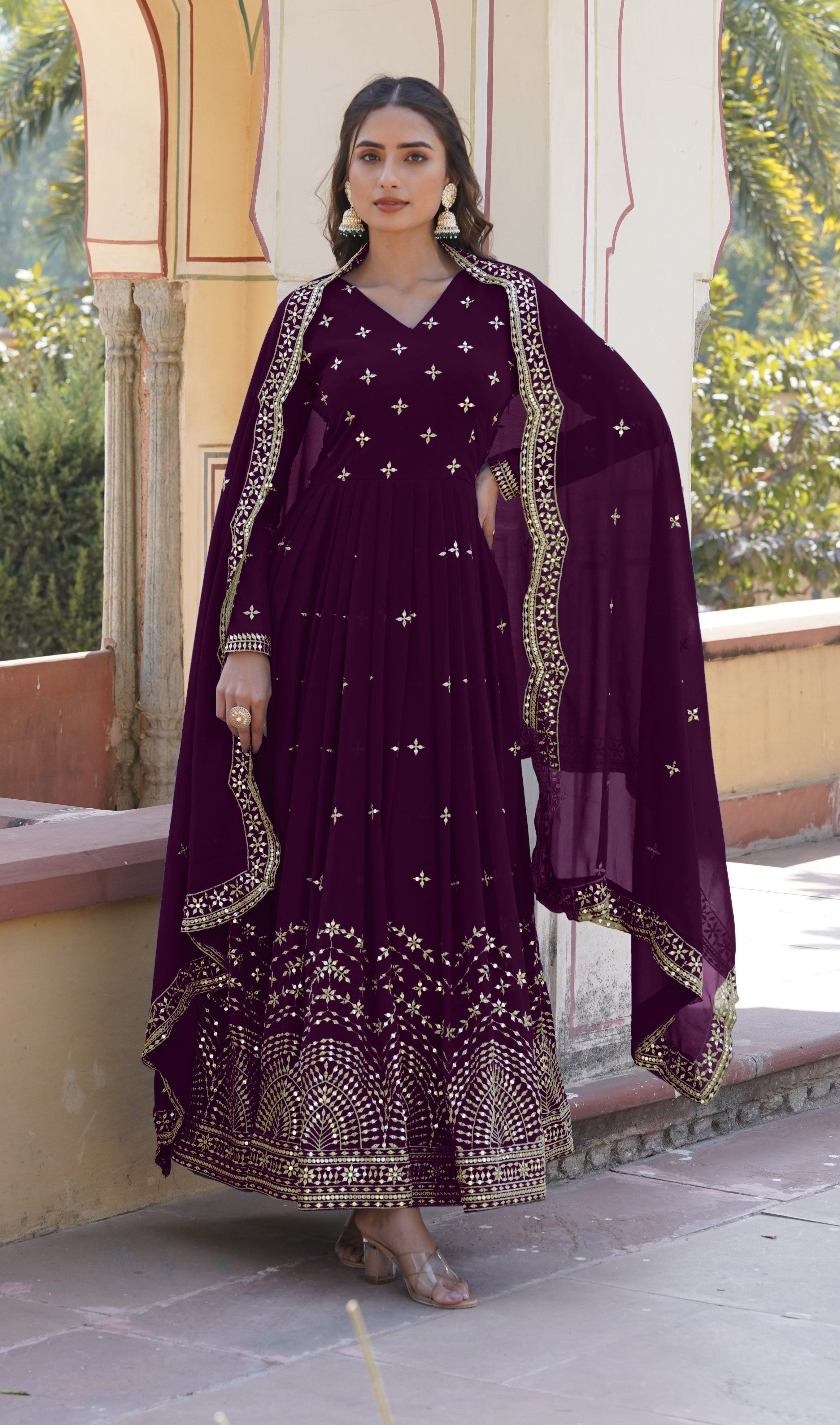 Purple Anarkali Suit with Dupatta for Women | Wedding & Festive Wear
