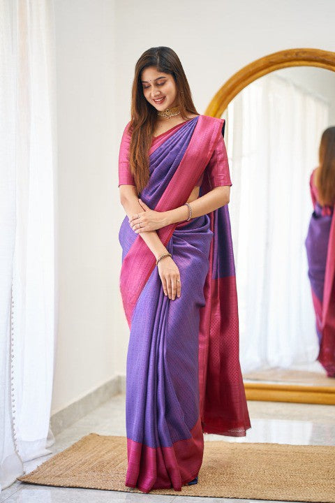 Elegant Silk Saree with Contrast Woven Border