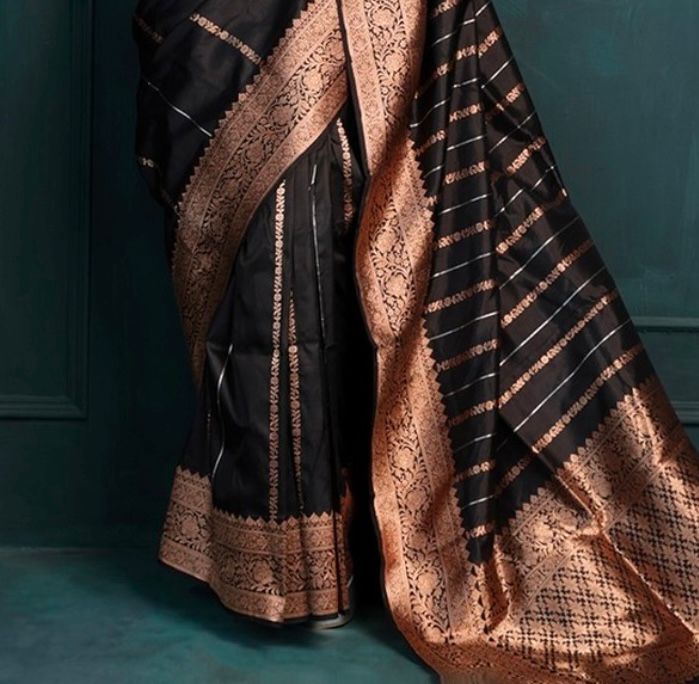 Black Gold Zari Saree for Women