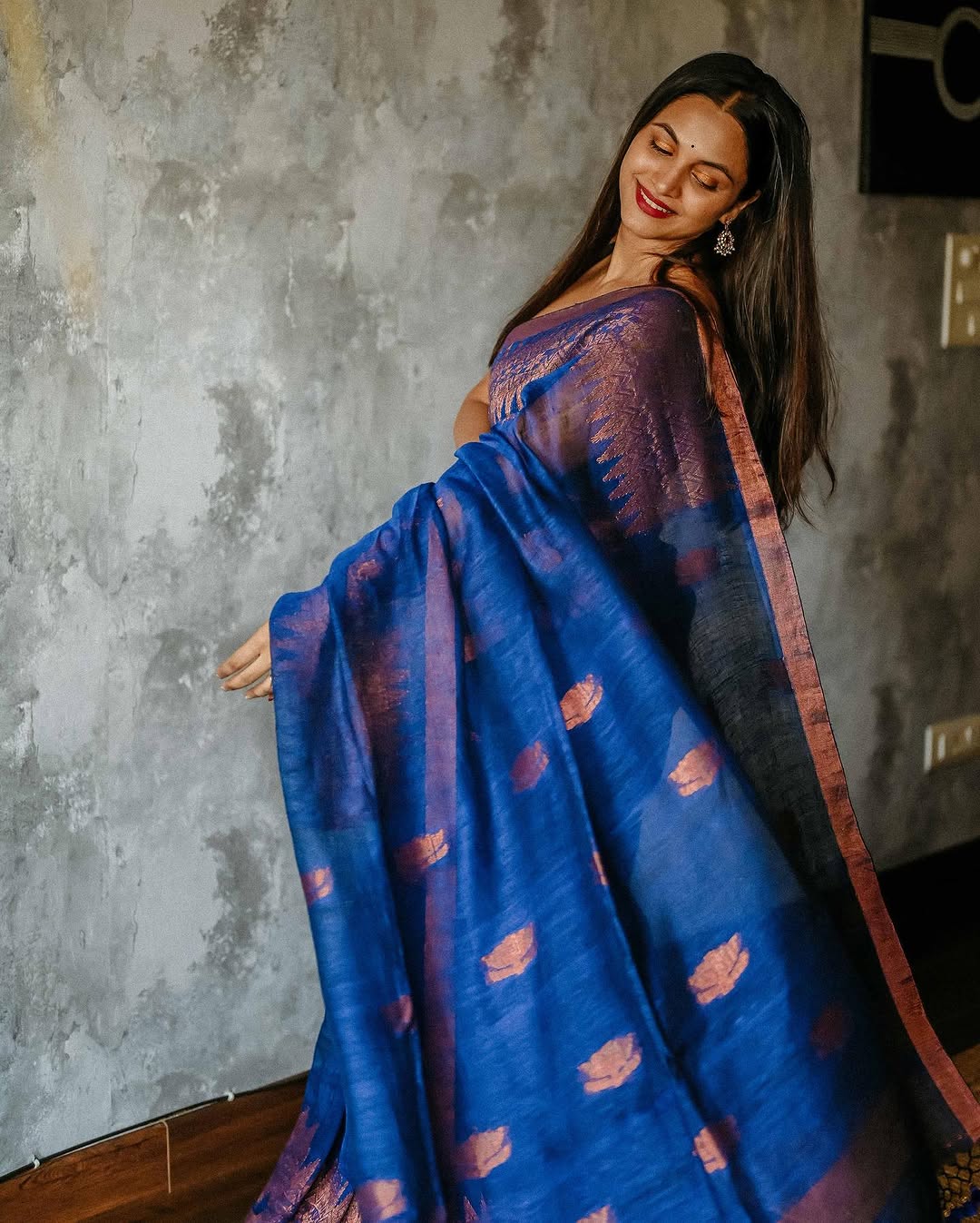 Royal Blue Silk Saree with Zari Border