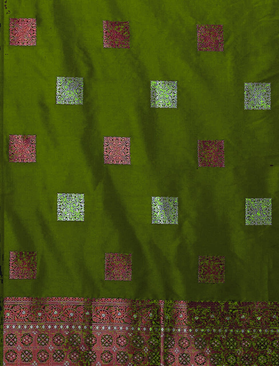 Classic Emerald Jacquard Saree