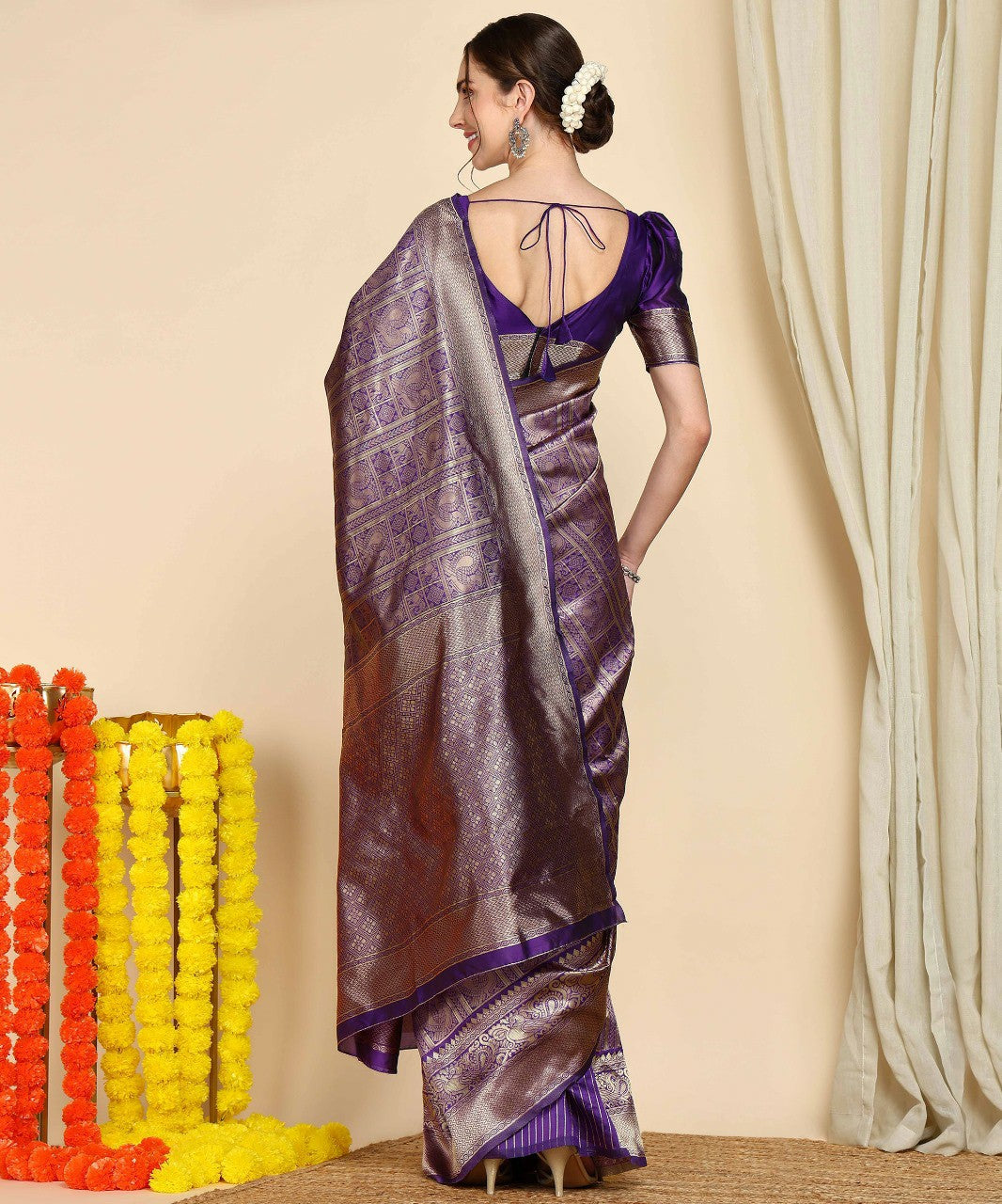 Luxurious Woven Silk Saree with Rich Zari Work & Traditional Design