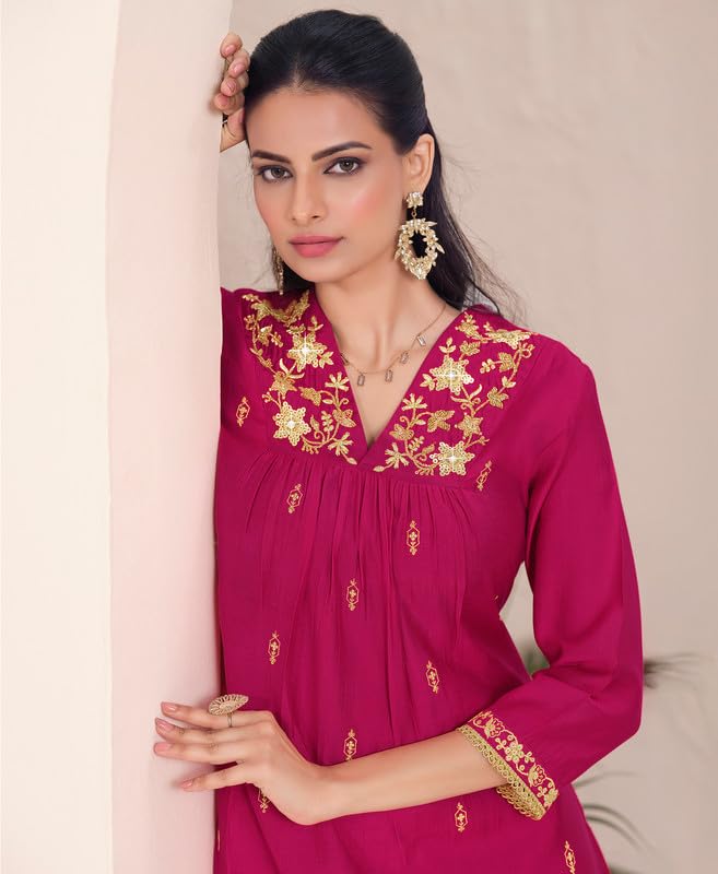 Pink Straight Kurti with Dupatta for Women