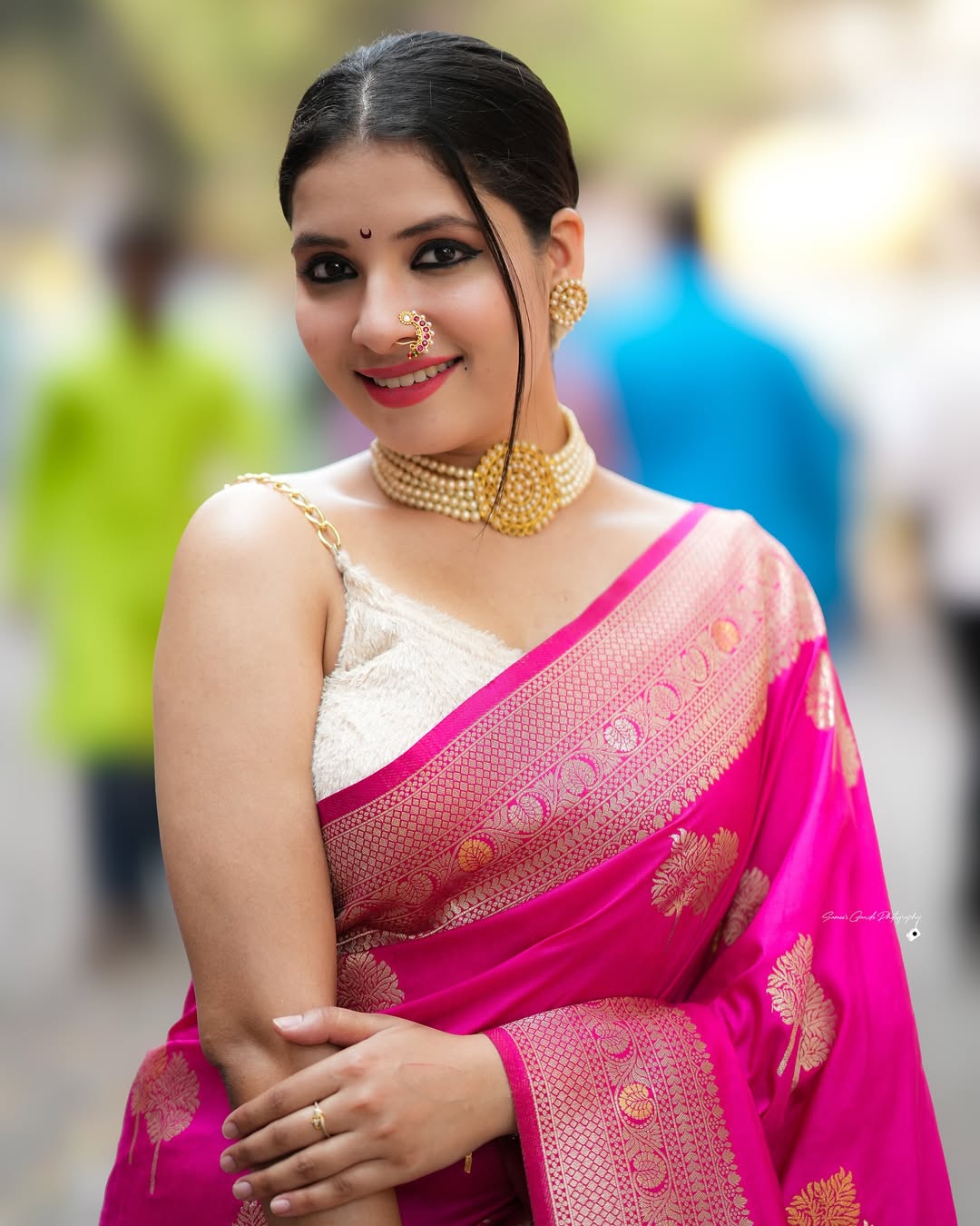 Classic Aqua Saree Look