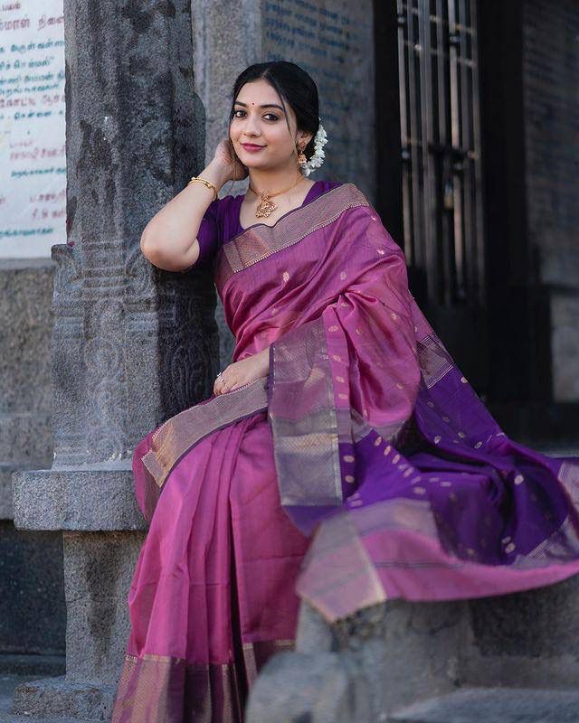 Pink Purple Silk Saree for Women