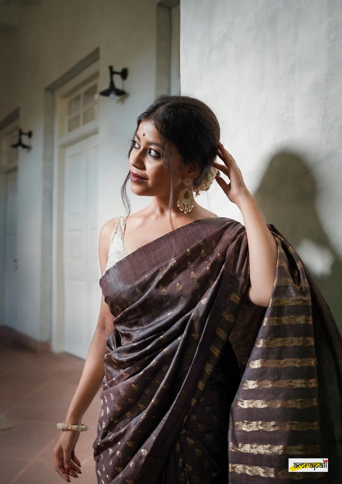 Elegance Brewed in Coffee & Blush Saree