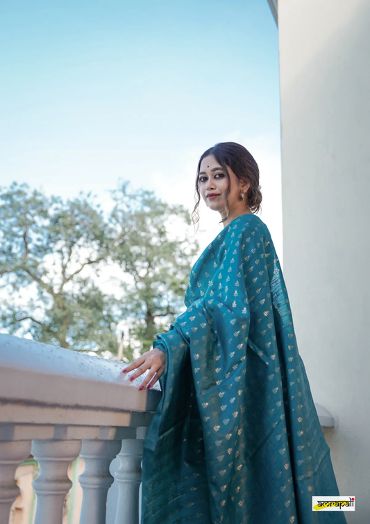Draped in Deep Teal Elegance saree