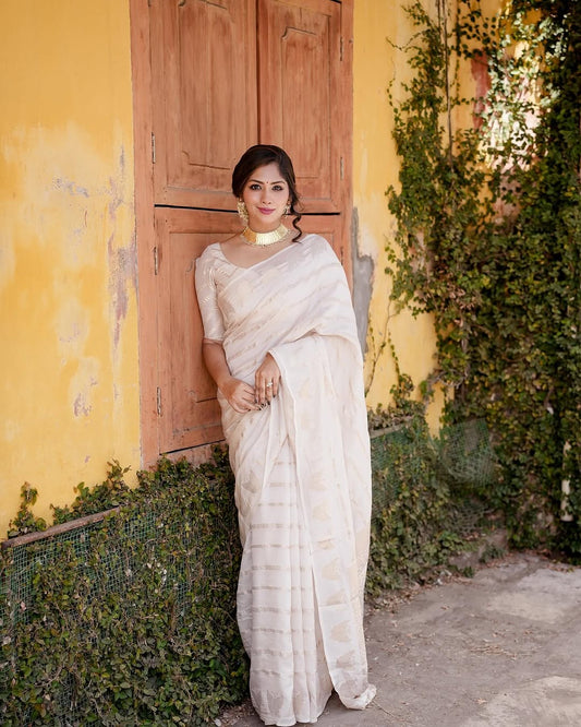 White Weave Saree – Festive Luxury