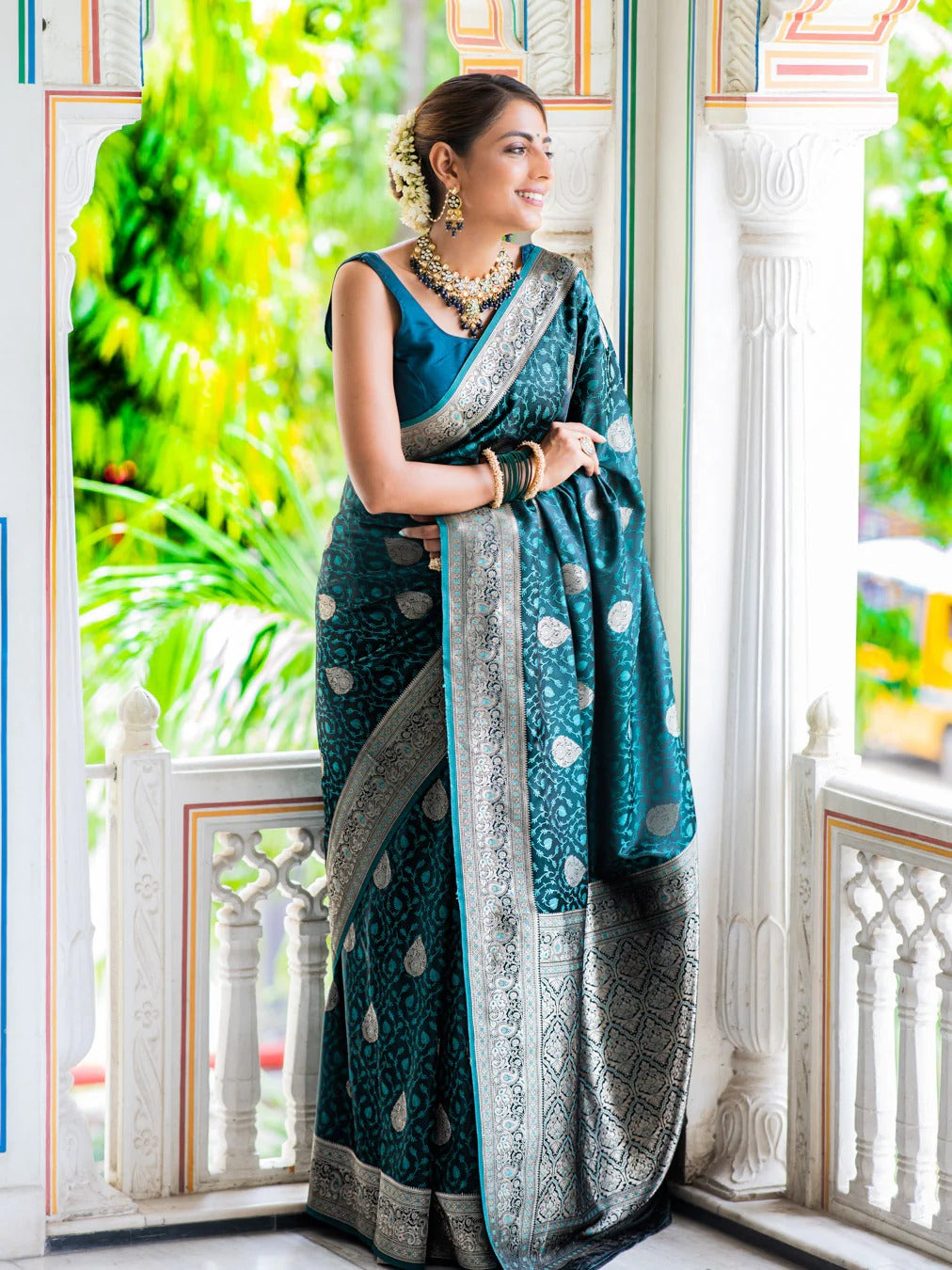 Traditional Silk Saree with Rich Zari Weaving & Designer Pallu