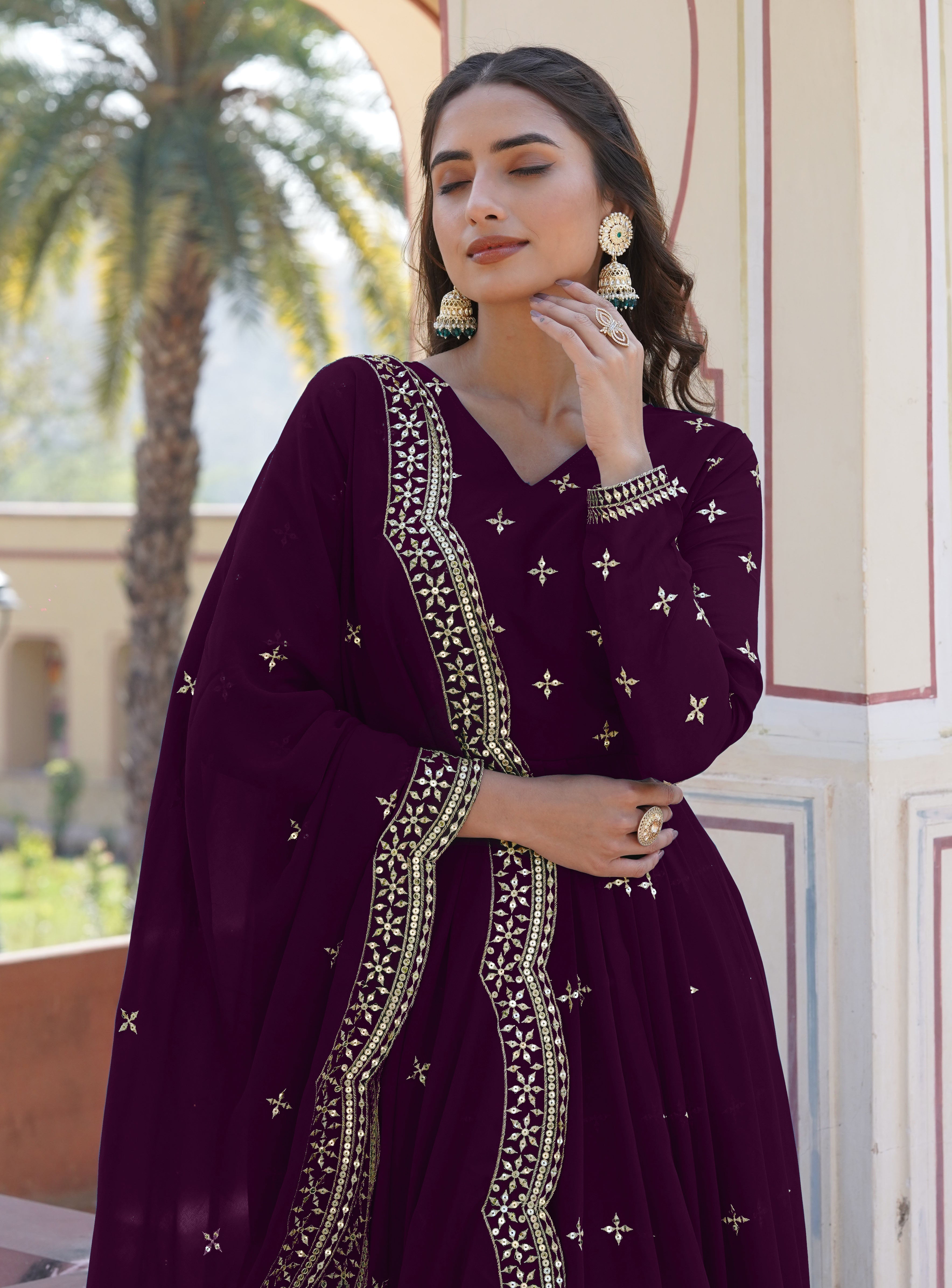Purple Anarkali Suit with Dupatta for Women | Wedding & Festive Wear