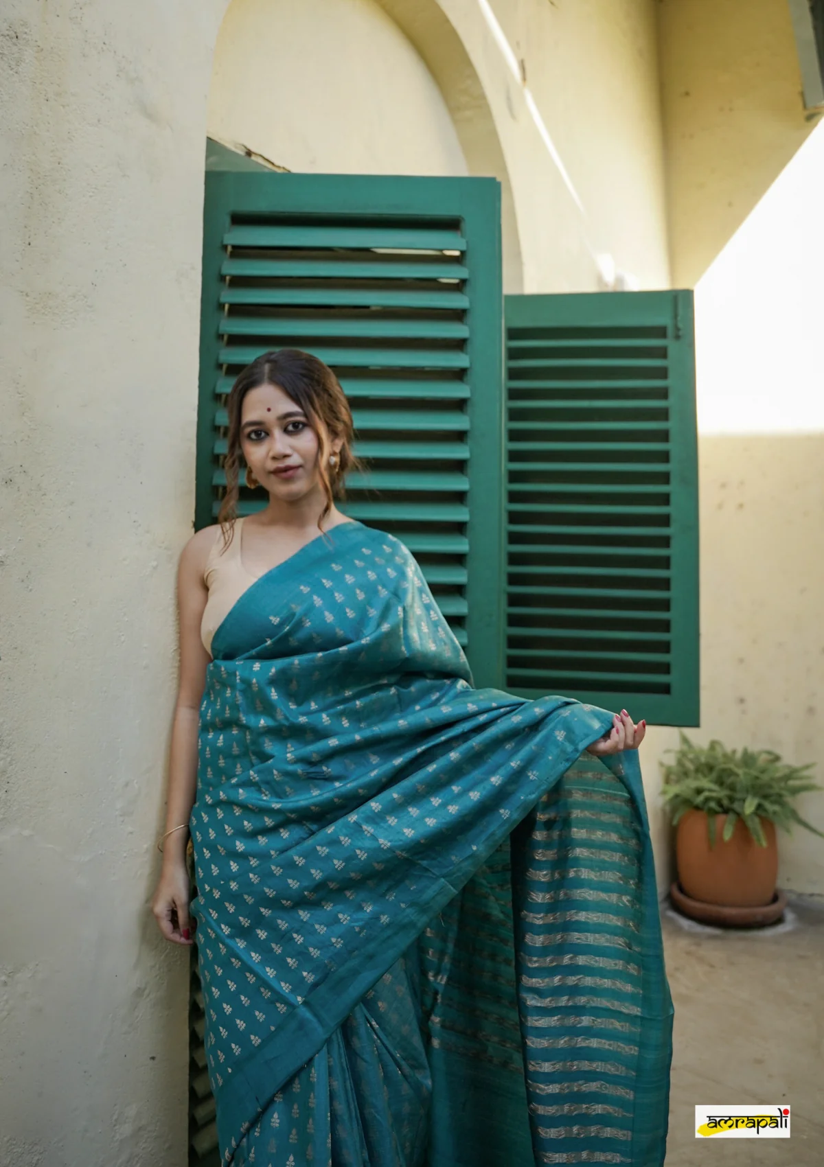 Draped in Deep Teal Elegance saree