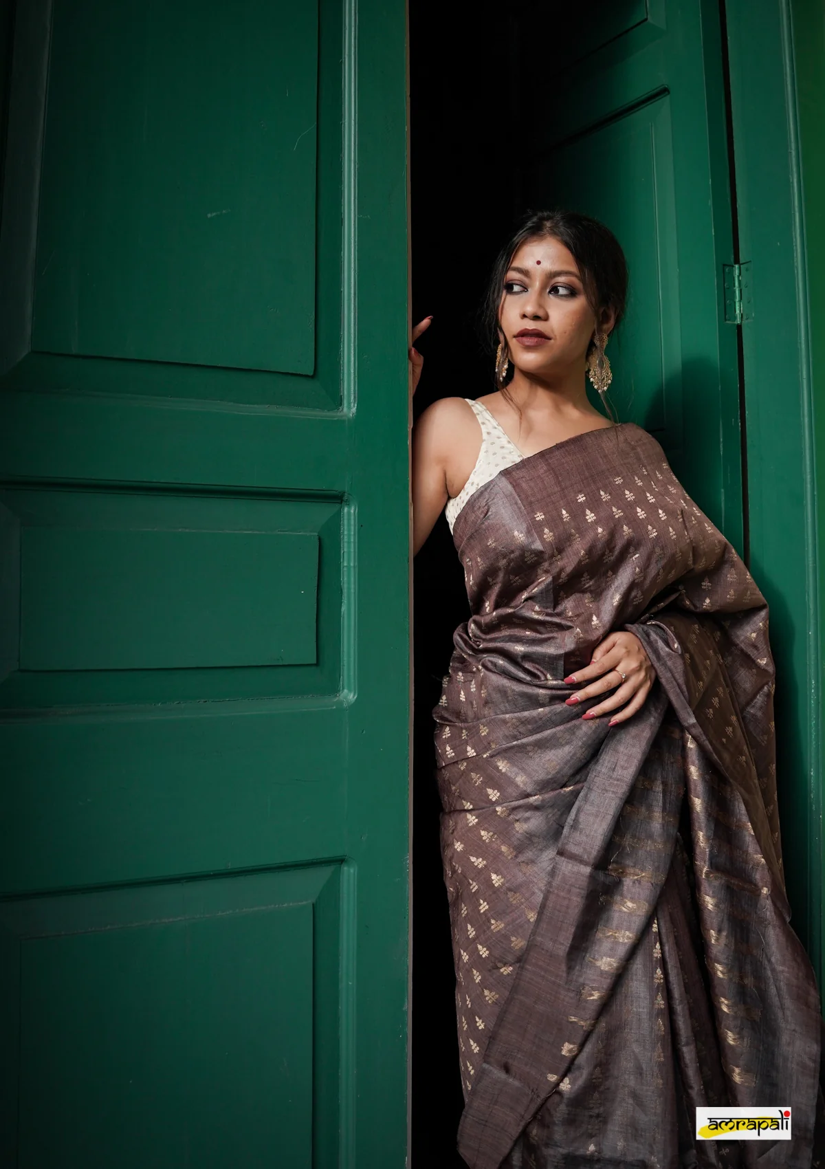 Elegance Brewed in Coffee & Blush Saree