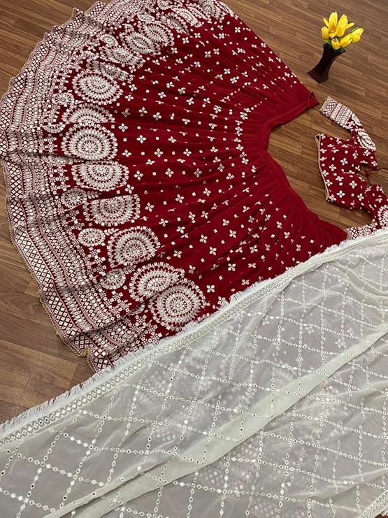 Wedding Wear Art Silk Maroon Lehenga Choli