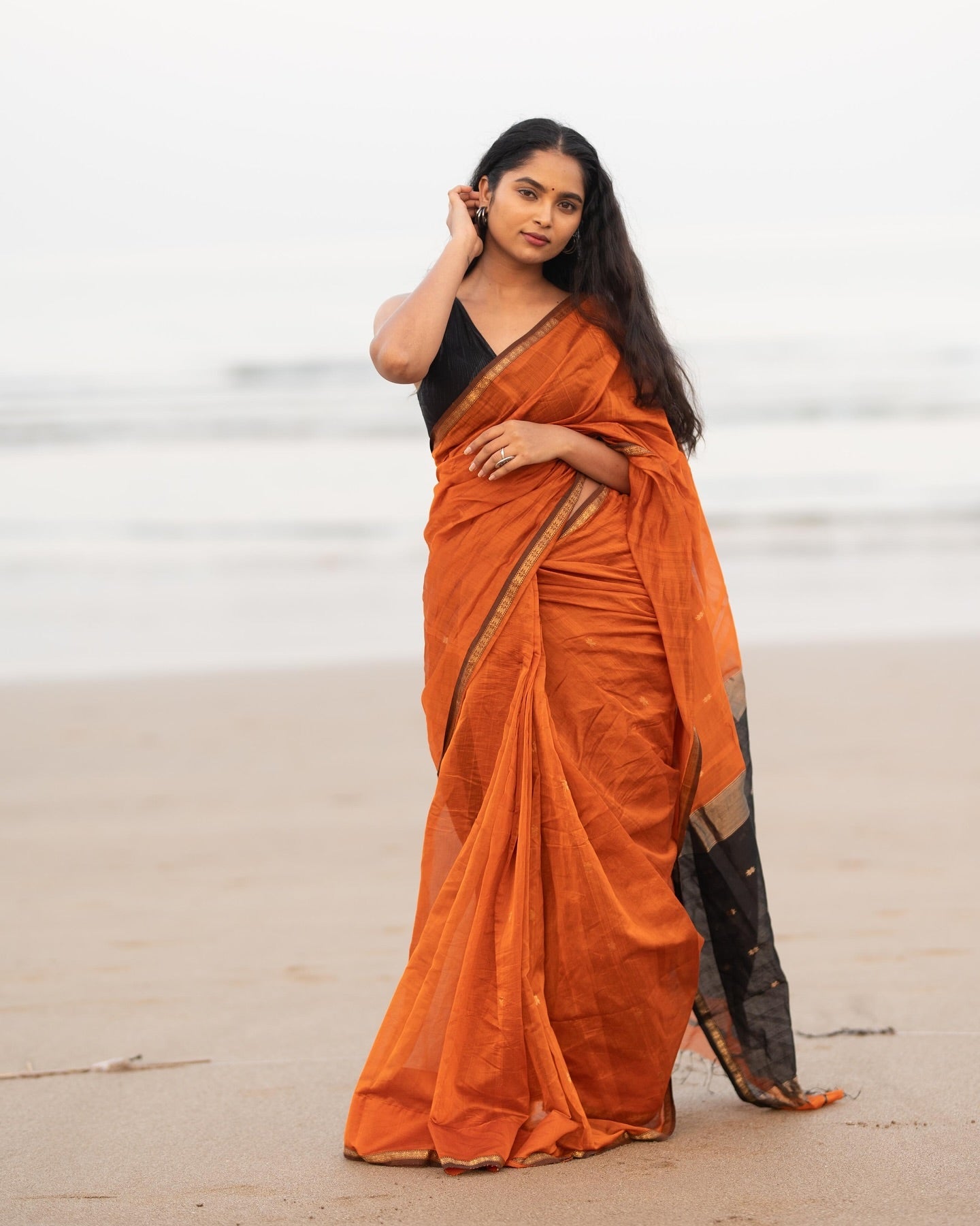 Bold Orange Silk Saree Charm