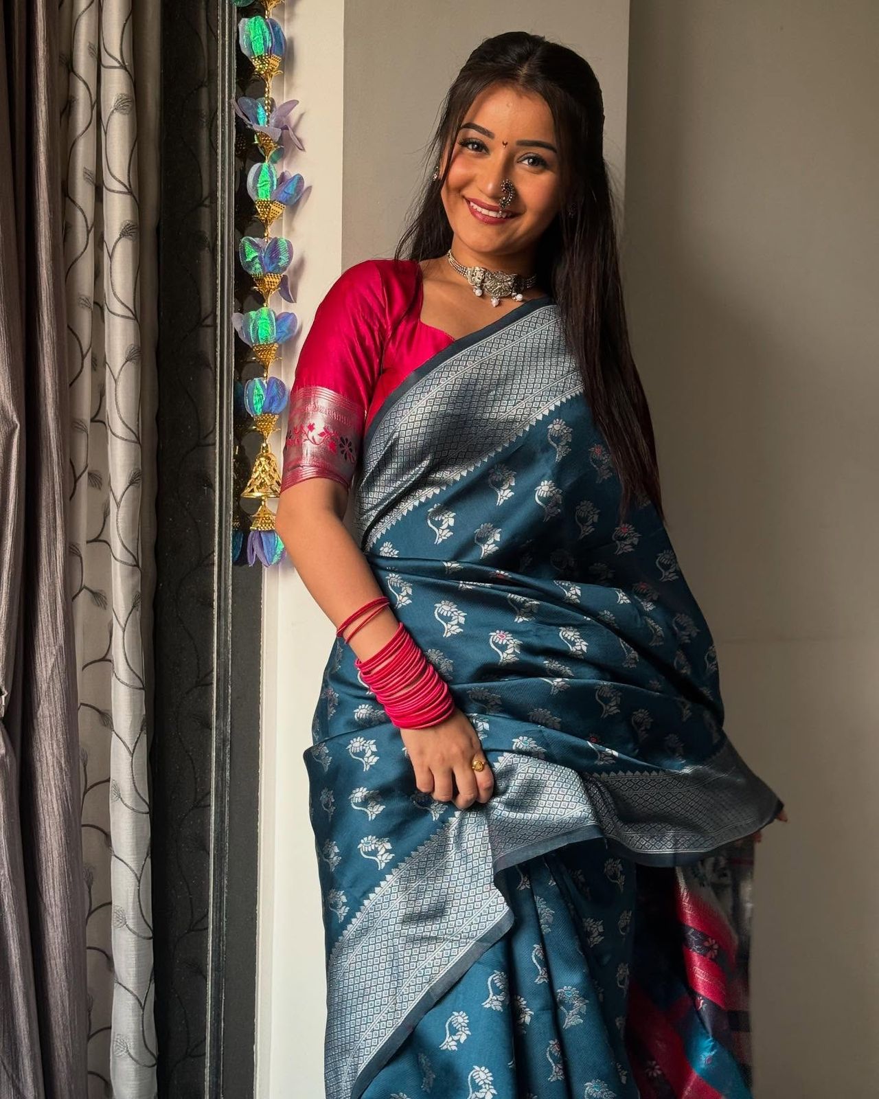 Designer Woven Silk Saree with Contrast Border