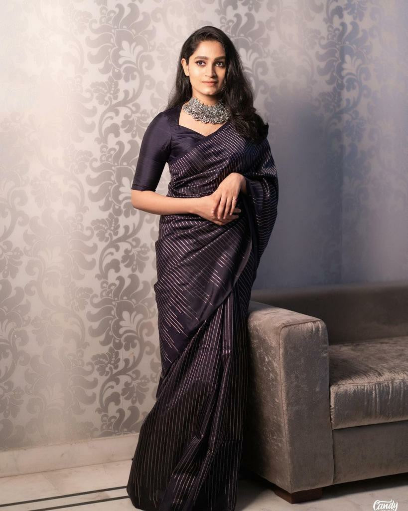 Timeless Beauty in Ink-Black Silk